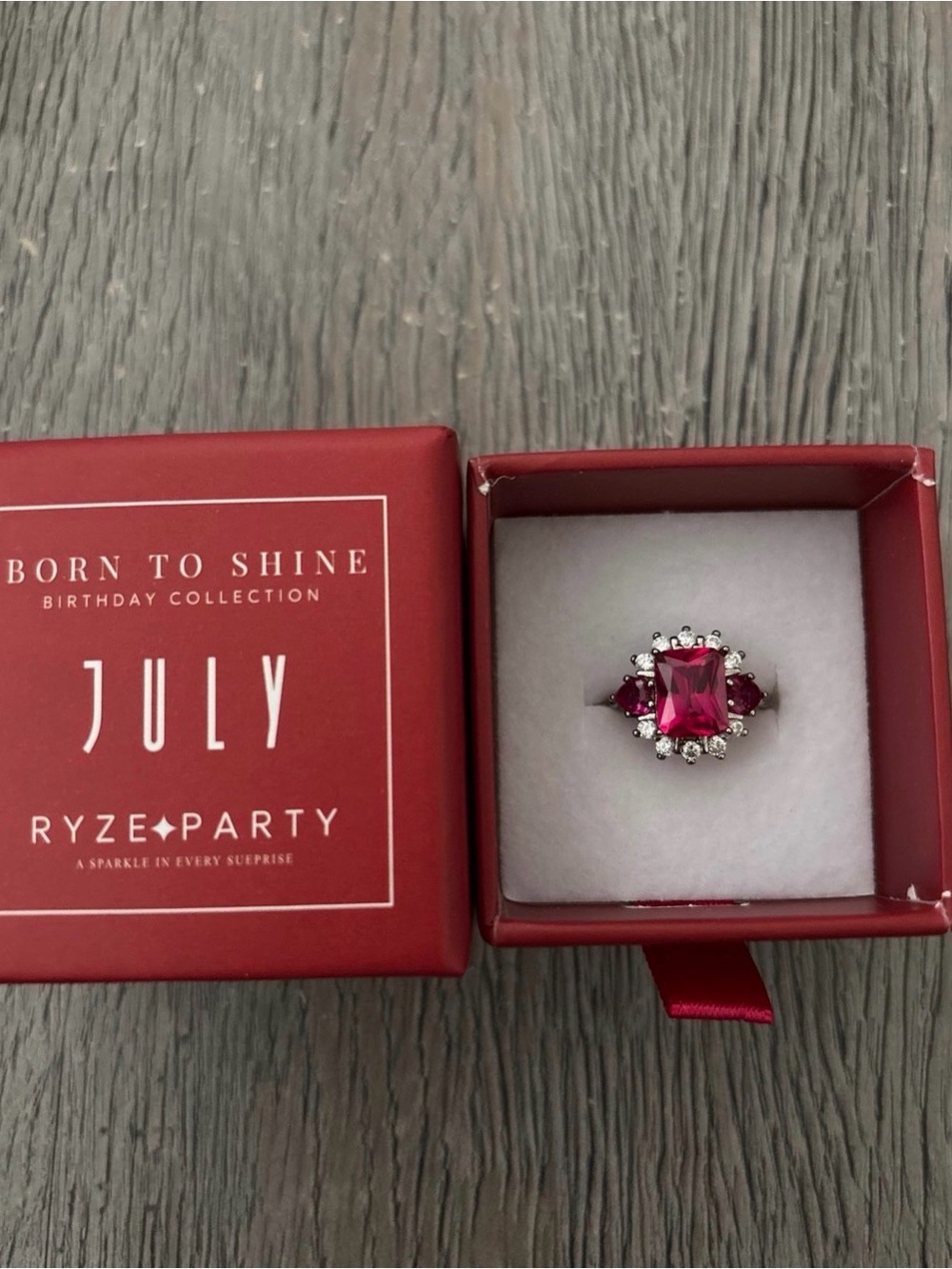 Ryze Party July Red Crystal Statement Ring